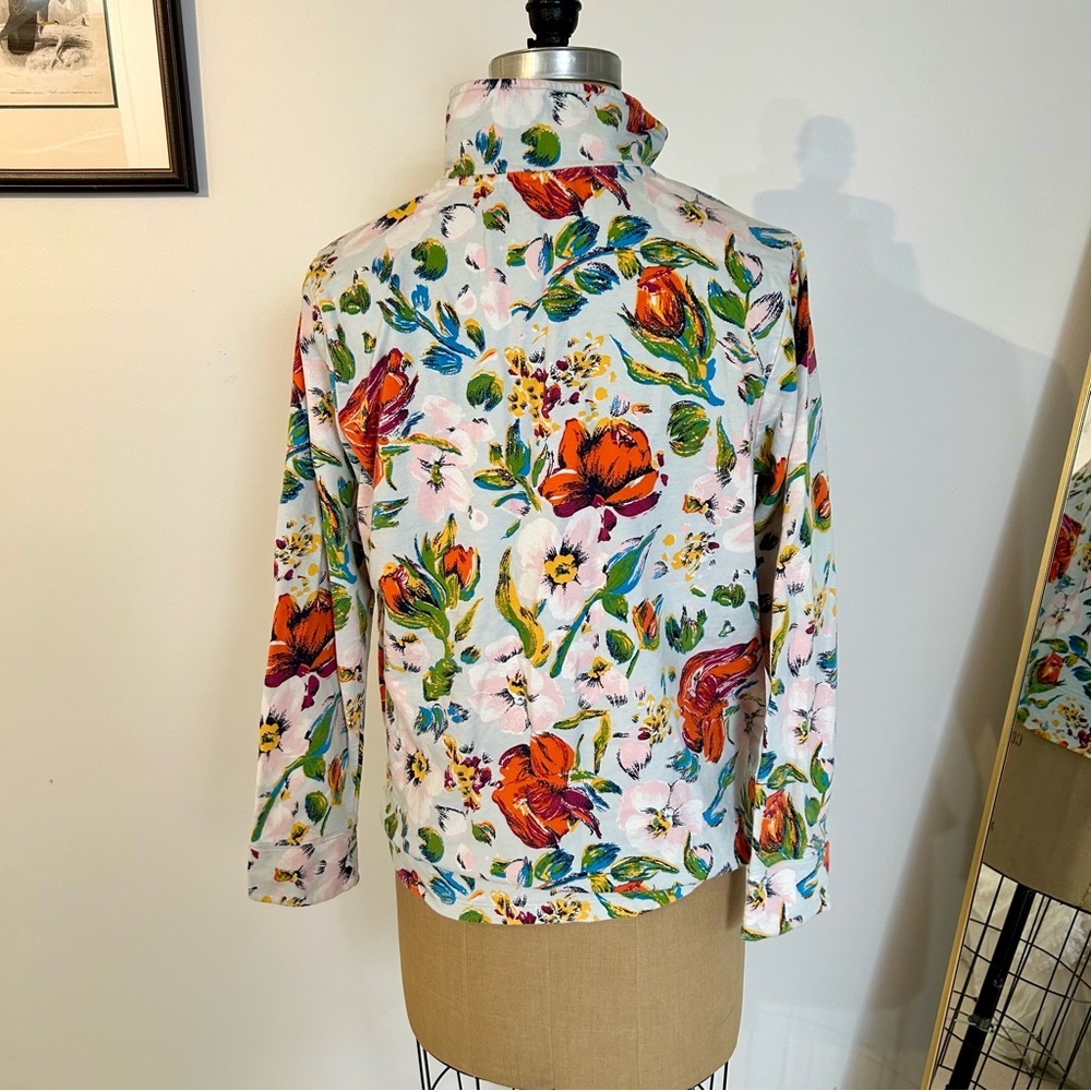 Vera Bradley Sea Air Floral Colorful Cotton Terry 1/4 Zip Pullover Sz M - Picture 5 of 10